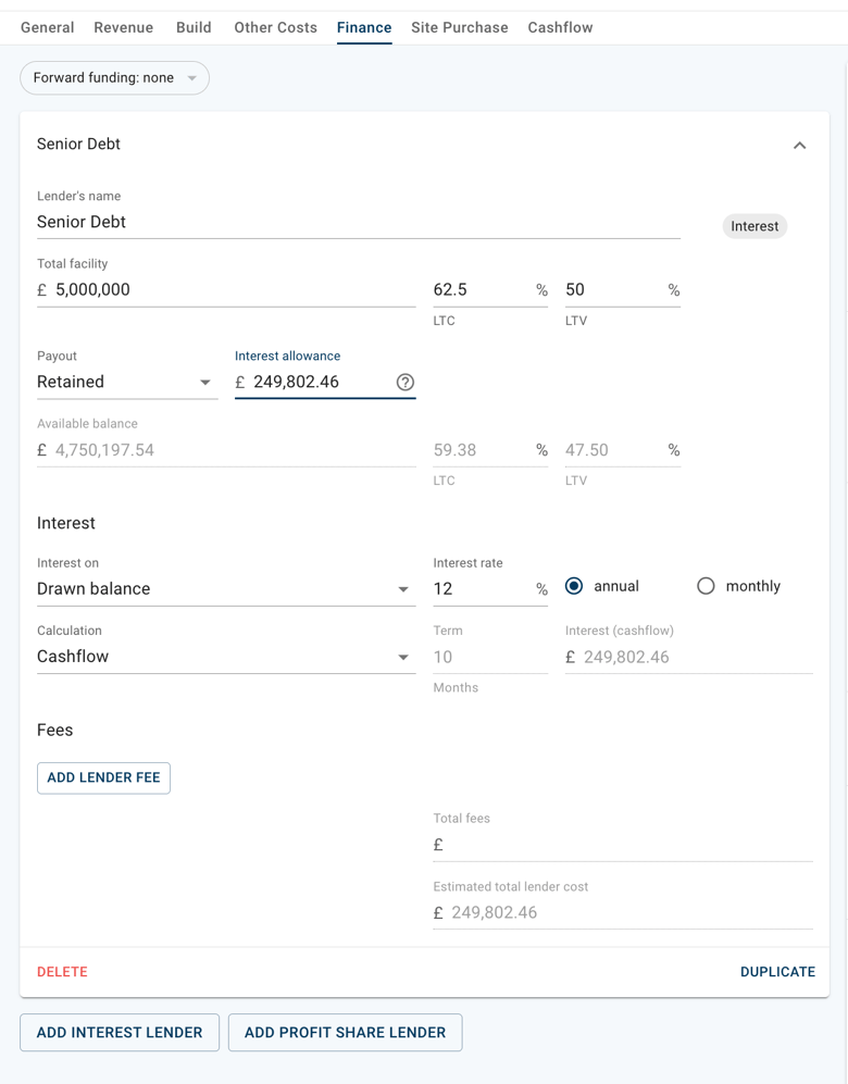 Interest payment type Retained interest